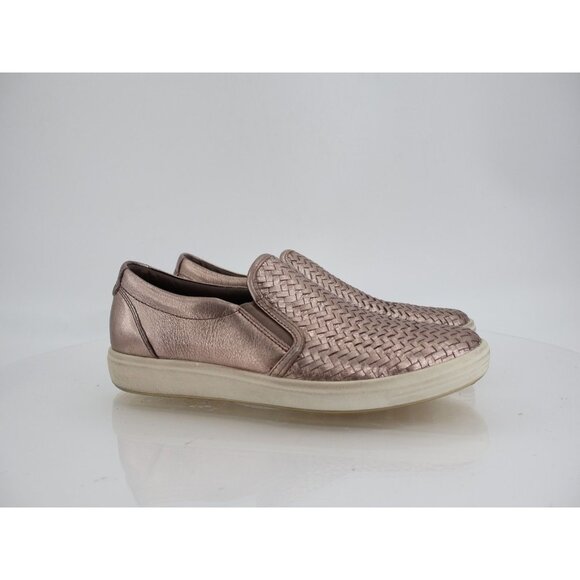 Ecco Soft7 Slip On Shoe Women Size 39 8 Sneaker Loafer Metallic Woven Rose Gold - Picture 1 of 10
